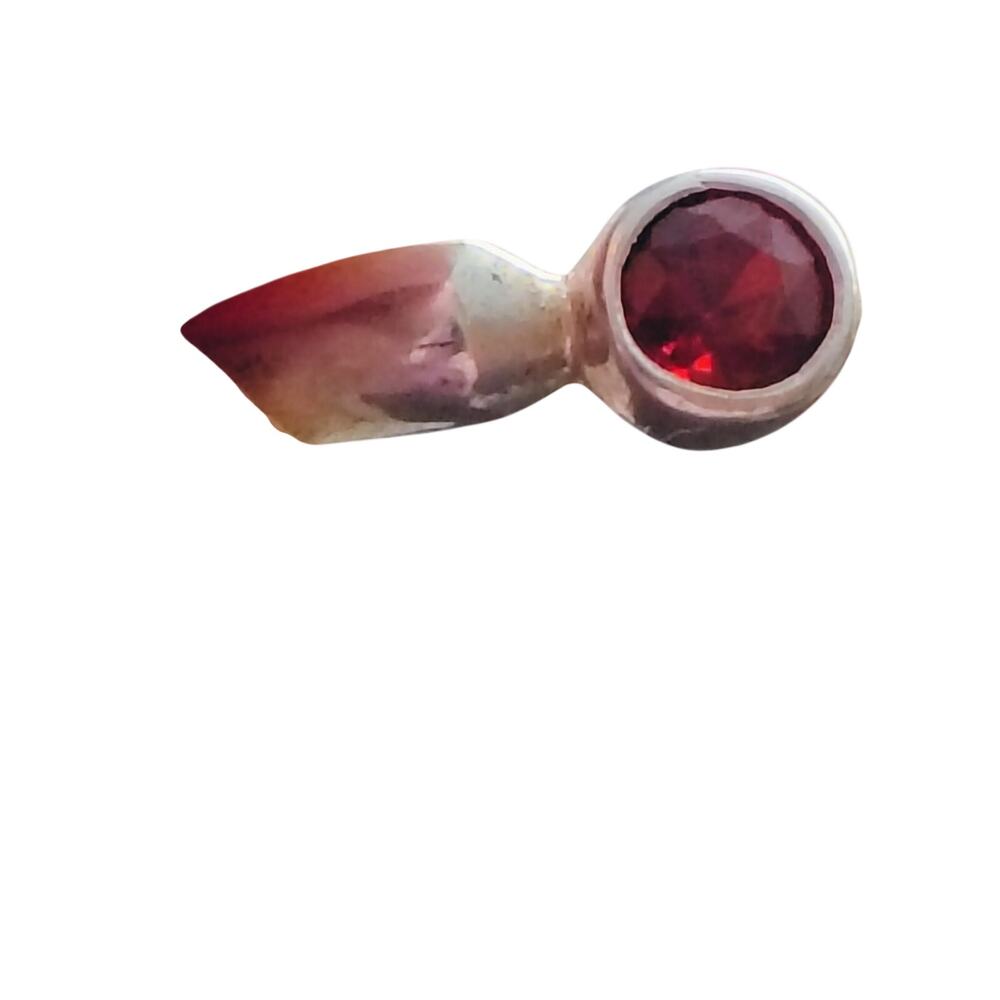 925 Sterling Silver Garnet Solitaire Ring Size 8